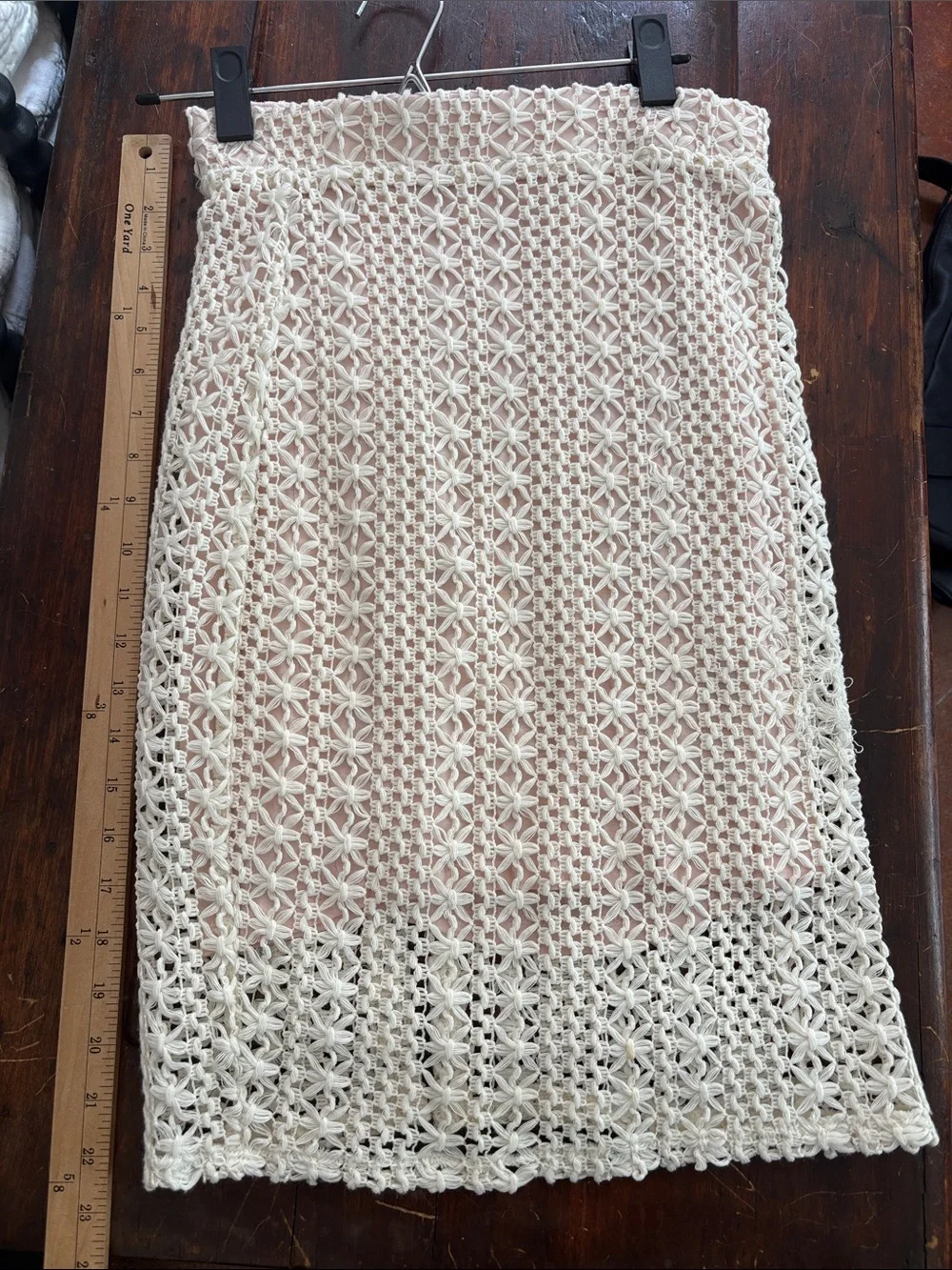 Free People Cream Crochet Pencil Skirt